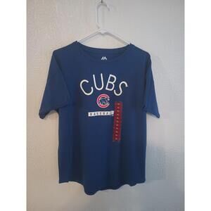 Chicago Cubs Youth XL Blue T-shirt Majestic Brand MLB Baseball Major League
